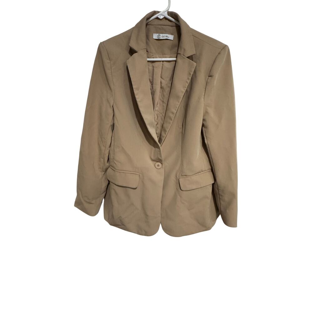 Cicy Bell Khaki Blazer Women’s Large Single Button Office Career Jacket